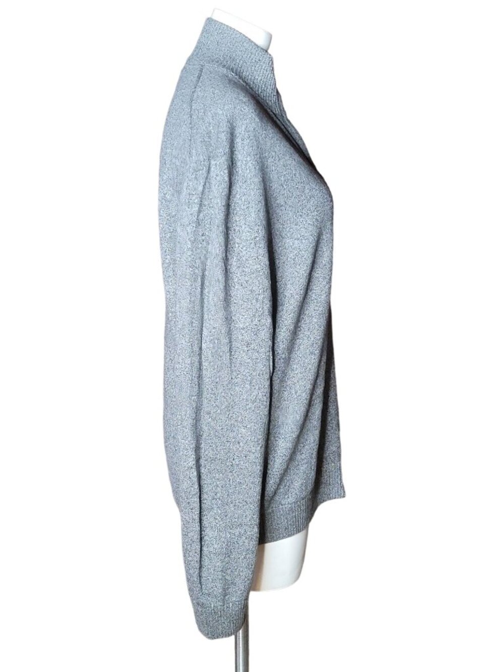 Vintage CANDA C&A Mens Cotton Cardigan Sweater Large Gray Full Zip Preppy - Picture 5 of 7